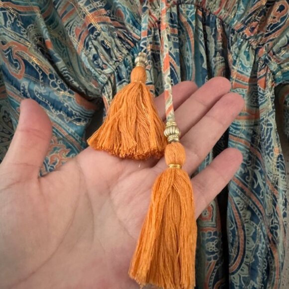 Vestido Boho Estampado con Flecos Naranja y Mangas Sueltas (Gorgeous boho dress) - Picture 4 of 7